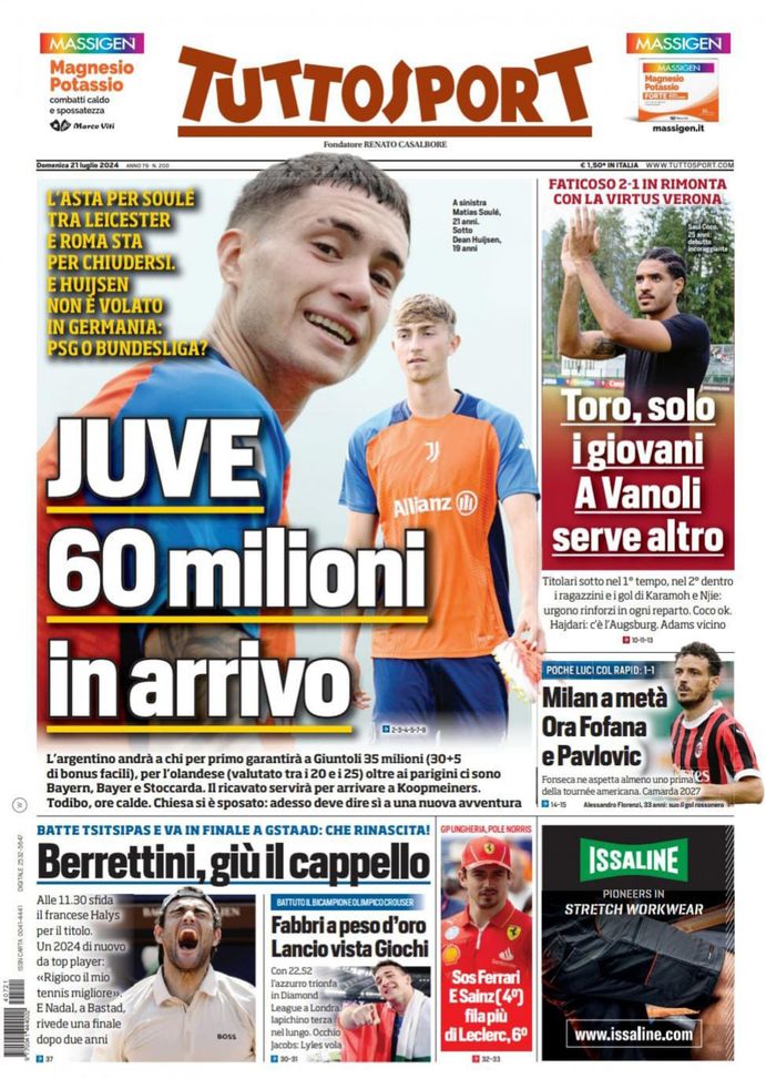 EDICOLA / TS: Juve, 60 mln in arrivo. Chiesa dovrà dire sì a nuova avventura - immagine 1