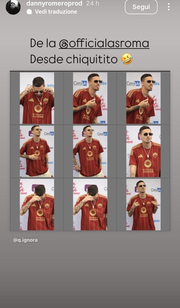 Danny Romero e la maglia della Roma sul red carpet: “Tifoso da quando ero bambino”- immagine 2