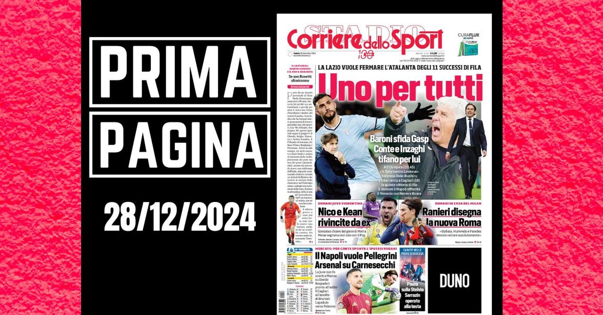 Prima pagina Corriere dello Sport: “Lazio Atalanta, tutti con Baroni”