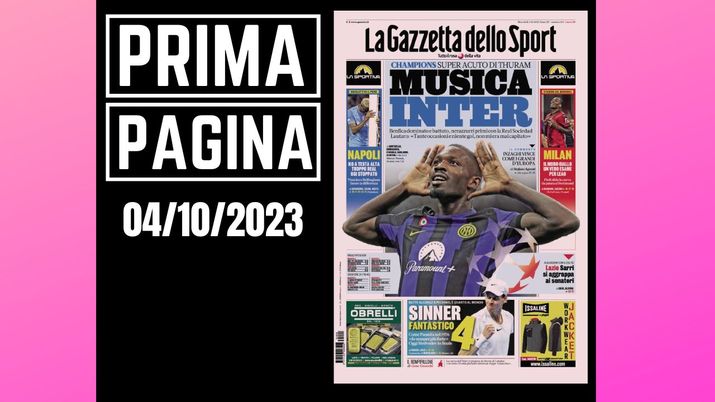 Prima pagina Gazzetta dello Sport: 'Musica Inter'
