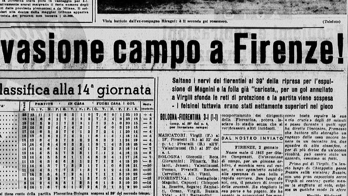 2 gennaio 1955: Fiorentina-Bologna finisce in rissa con Magnini in trionfo! 2 gennaio 1955: Fiorentina-Bologna finisce in rissa con Magnini in trionfo! - immagine 1