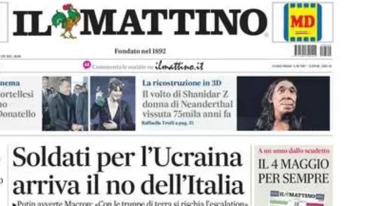 prima pagina il mattino oggi