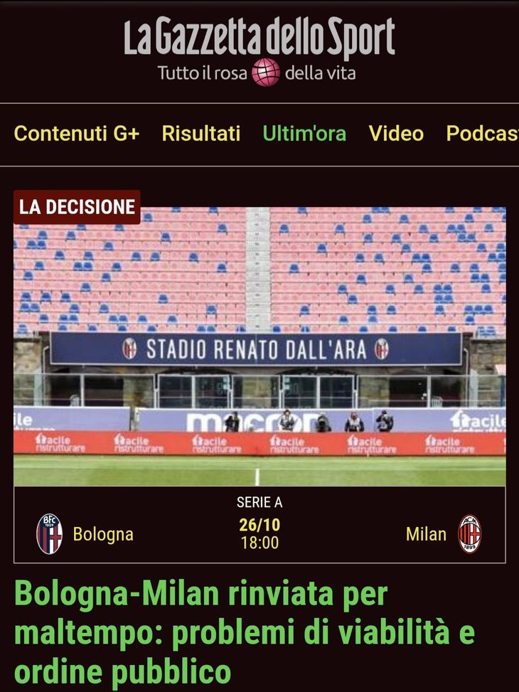 Altra pioggia su Bologna, problemi nel quartiere dello stadio: Milan, gara rinviata- immagine 2