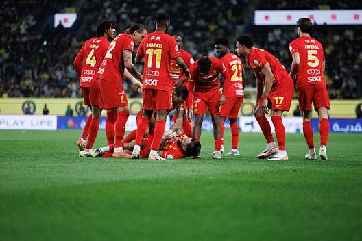 Alcuni giocatori dell'Al Qadsiah. (Photo by Abdullah Ahmed/Getty Images)