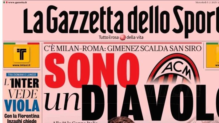 PRIMA PAGINA GAZZETTA DELLO SPORT OGGI: “Inzaghi al rinnovo, ci metto la firma”