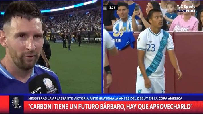 Messi esalta Valentin Carboni: “Ha grandissime qualità, un futuro fantastico. Ora…” - immagine 1