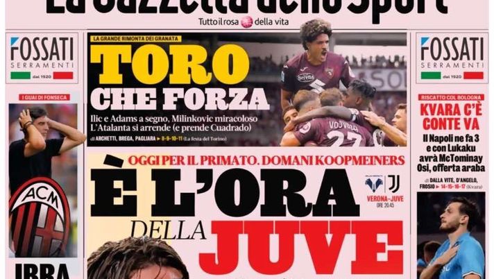 PRIMA PAGINA GAZZETTA DELLO SPORT OGGI: “Inzaghi al rinnovo, ci metto la firma”