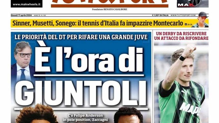 PRIMA PAGINA TUTTOSPORT OGGI: “Scatta l’ora di Giuntoli” - immagine 1