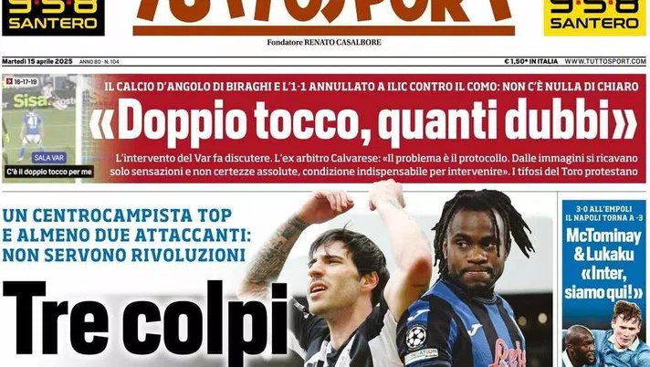 prima pagina tuttosport oggi