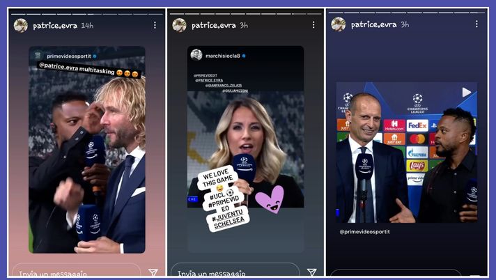 Amazon, Evra sconvolge Juve-Chelsea. Giulia Mizzoni scherza: “Ora psicanalista” Amazon, Evra sconvolge Juve-Chelsea. Giulia Mizzoni scherza: “Ora psicanalista” - immagine 1