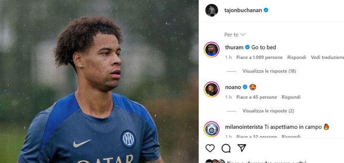 Buchanan in serata posta una sua foto, Thuram impietoso: “Vai a dormire” Buchanan in serata posta una sua foto, Thuram impietoso: “Vai a dormire” - immagine 1