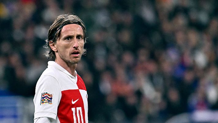 PARIS, FRANCE - MARCH 23: Lucas Modric of Croatia looks on during the UEFA Nations League Quarterfinal Leg Two match between Croatia and France at Stade de France on March 23, 2025 in Paris, France. (Photo by Aurelien Meunier/Getty Images)  Modric