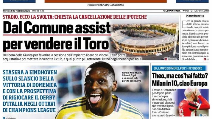 prima pagina tuttosport oggi