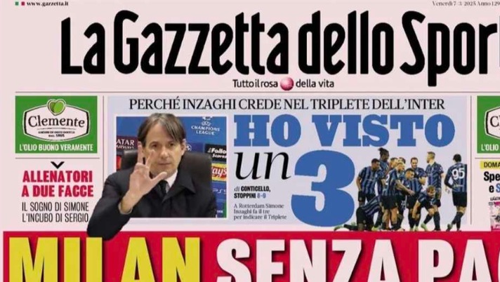 La prima pagina odierna de La Gazzetta dello Sport La Gazzetta dello Sport