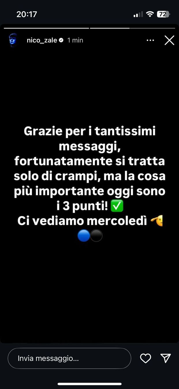 Zalewski tranquillizza tutti: “Fortunatamente erano solo crampi”- immagine 2