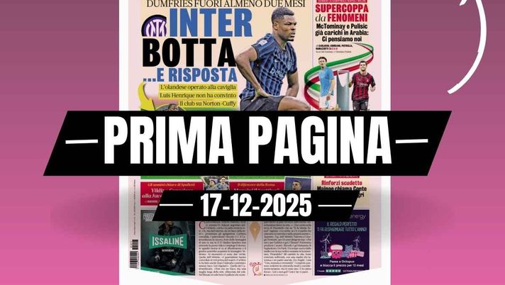 Prima pagina Gazzetta dello Sport: 'Supercoppa di fenomeni: McTominay e Pulisic già carichi in Arabia'