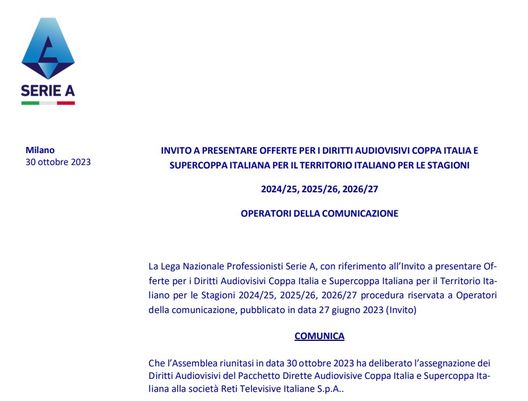 UFFICIALE / Coppa Italia e Supercoppa, diritti tv 2024-2027 a Mediaset. Berlusconi: “Caso unico”- immagine 2
