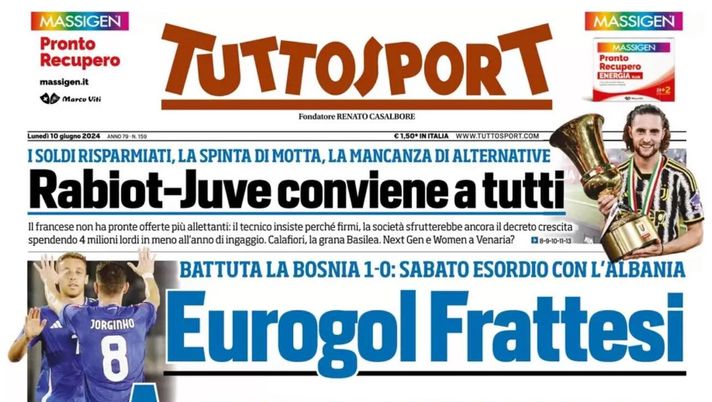 prima pagina tuttosport oggi