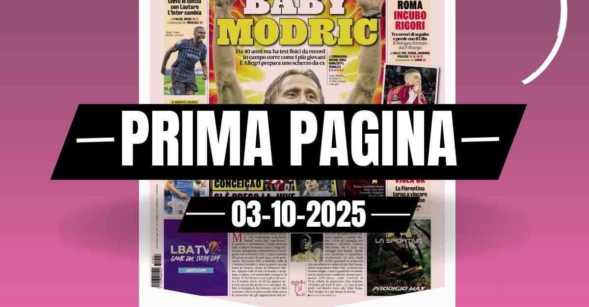 Prima pagina Gazzetta dello Sport: “Baby Modric, il tesoro del Milan: test fisici da record”