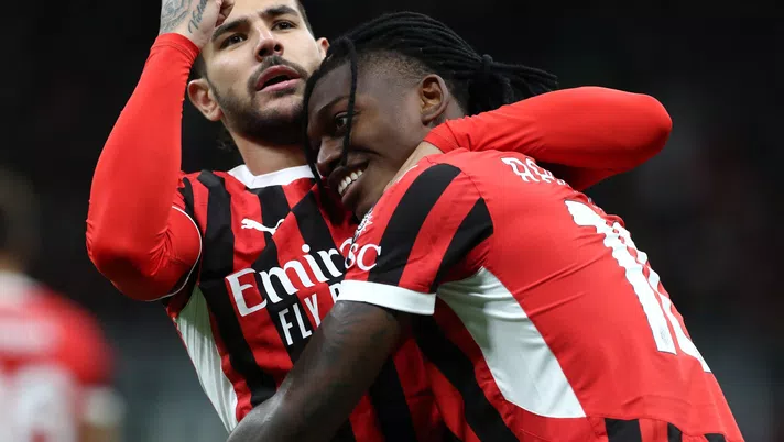 esultanza gol Theo Hernández Rafael Leao AC Milan Milan-Venezia 4-0 Serie A 2024-2025