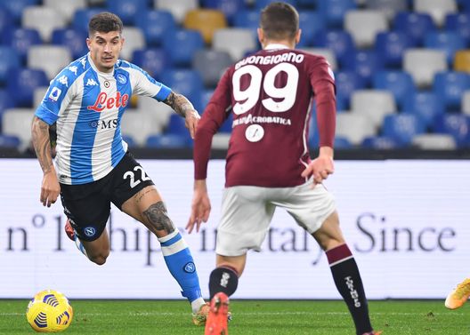 NAPLES, ITALY - DECEMBER 23: Giovanni Di Lorenzo of Napoli during the Serie A match between SSC Napoli and Torino FC at Stadio Diego Armando Maradona on December 23, 2020 in Naples, Italy. (Photo by SSC NAPOLI/SSC NAPOLI via Getty Images) Torino, in difesa tra cambi di modulo e di giocatori: con poca continuità difficile fare bene- immagine 4