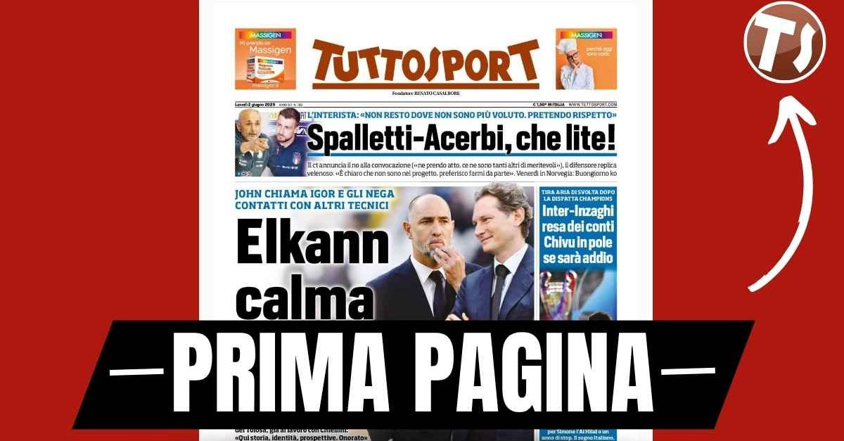 Prima pagina Tuttosport: “Juventus, Elkann chiama Tudor” Prima pagina Tuttosport: “Juventus, Elkann chiama Tudor”