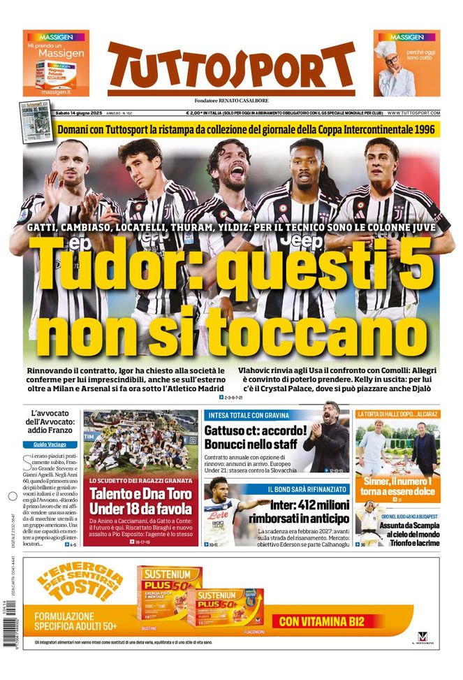 Prima Pagina Tuttosport 14 giugno