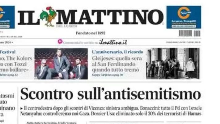 prima pagina il mattino oggi