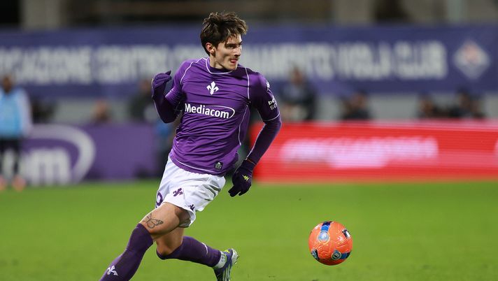 FLORENCE, ITALY - NOVEMBER 22: Niccolo' Fortini of ACF Fiorentina in action during the Serie A match between ACF Fiorentina and Juventus FC at Artemio Franchi on November 22, 2025 in Florence, Italy. (Photo by Gabriele Maltinti/Getty Images) Fortini