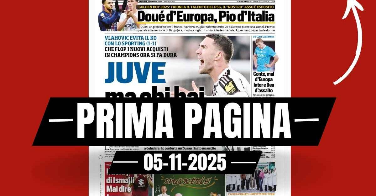 Prima pagina Tuttosport: “Juve, ma chi hai comprato? Che flop i nuovi acquisti. In Champions ora è dura” Prima pagina Tuttosport: “Juve, ma chi hai comprato? Che flop i nuovi acquisti. In Champions ora è dura”
