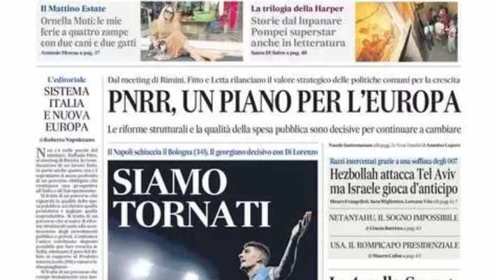 prima pagina il mattino oggi