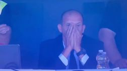 Max Allegri in tribuna a Udine: un vero e proprio spasso