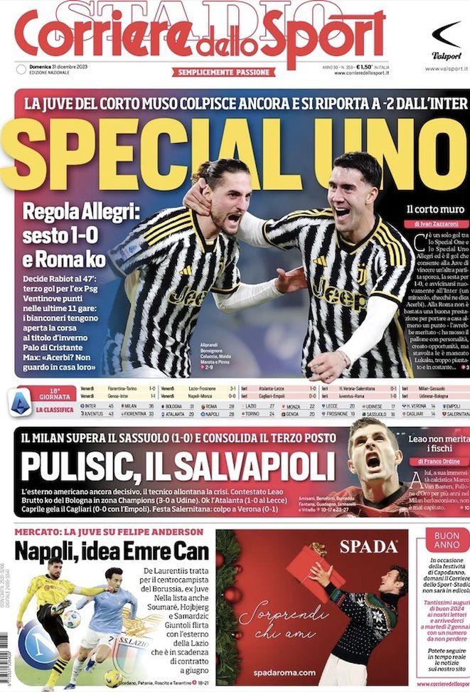 Prima pagina Corriere dello Sport Special Uno Pianeta Milan