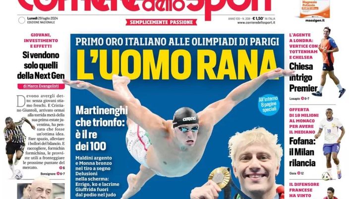 PRIMA PAGINA CORRIERE DELLO SPORT OGGI: “Kvara è una bellezza” prima pagina corriere dello sport oggi