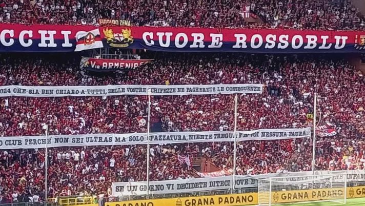 Derby di Genova, striscioni minacciosi ultras rossoblù contro sampdoriani - immagine 1