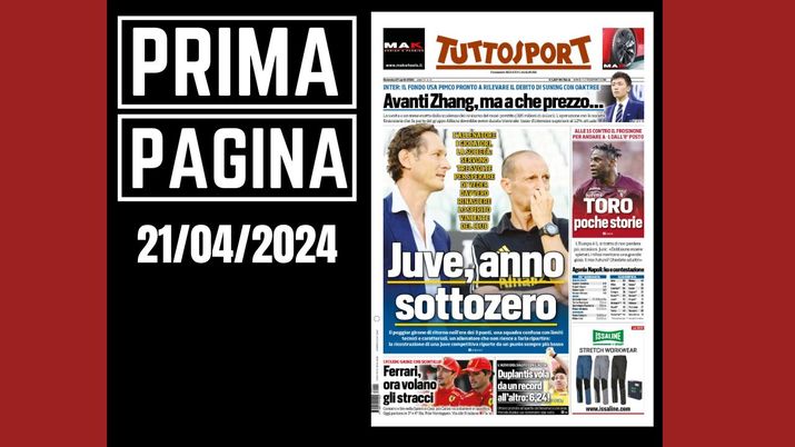 Prima pagina Tuttosport: Inter, avanti con Zhang, ma...