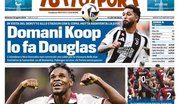 prima pagina tuttosport oggi