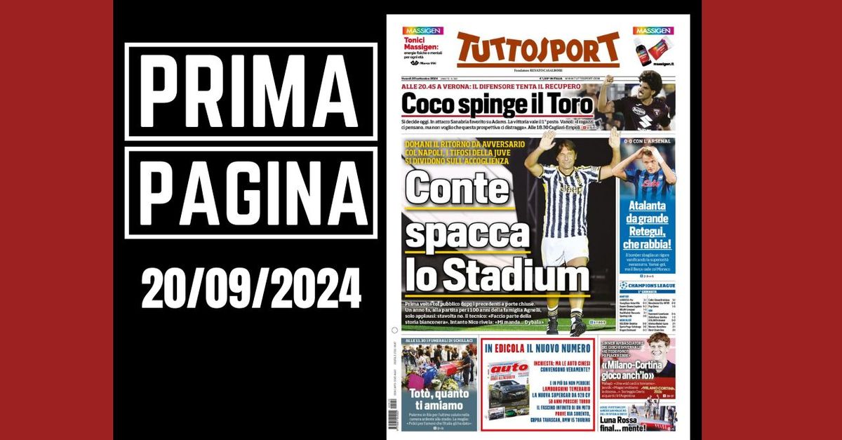 Prima pagina Tuttosport: “Juventus Napoli, Conte spacca lo Stadium”