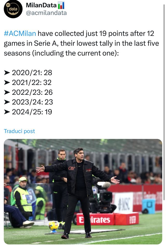 Milan, è record di punti negativo: mai cosi pochi nelle ultime stagioni- immagine 2