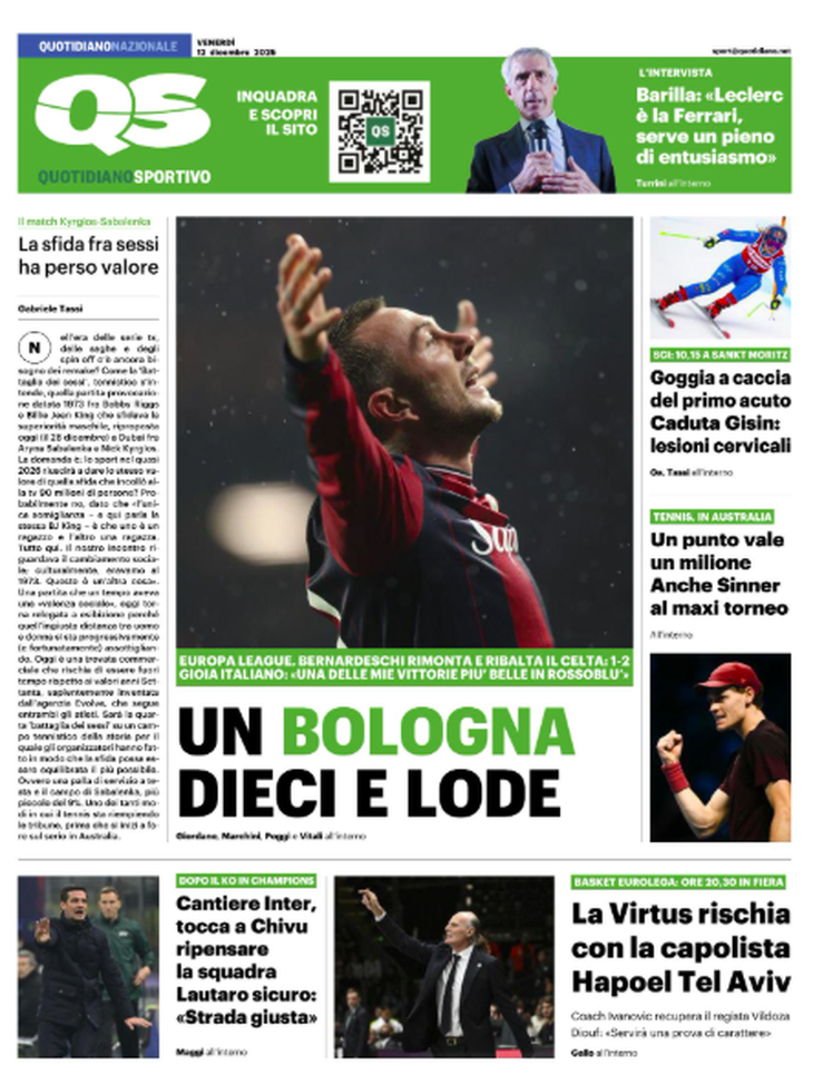 Il Bologna vince a Vigo con Berna: le prime pagine dei giornali- immagine 2