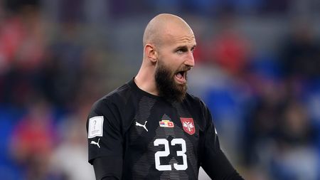 DOHA, QATAR - DECEMBER 02: Vanja Milinkovic-Savic of Serbia reacts during the FIFA World Cup Qatar 2022 Group G match between Serbia and Switzerland at Stadium 974 on December 02, 2022 in Doha, Qatar. (Photo by Laurence Griffiths/Getty Images)