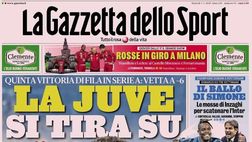 PRIMA PAGINA GAZZETTA DELLO SPORT OGGI: “La Juve si tira su, vetta a -6”