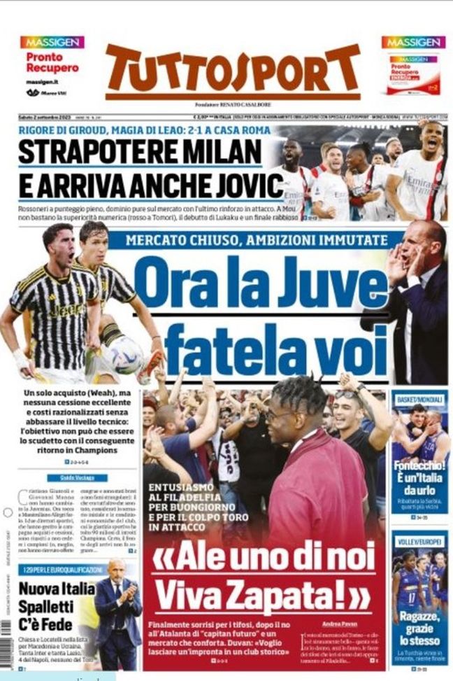 EDICOLA / TS: Juve, mercato chiuso ambizioni immutate: obiettivo scudetto - immagine 1
