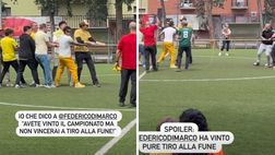 VIDEO / Fedez sfida Dimarco al tiro alla fune e vince l’interista
