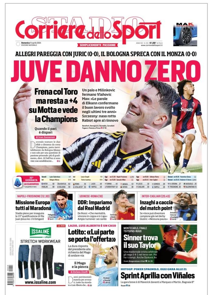 EDICOLA / CdS: “Juve danno zero. Inter a caccia del match point - immagine 1