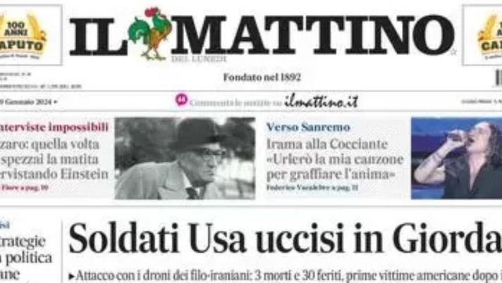 prima pagina il mattino oggi