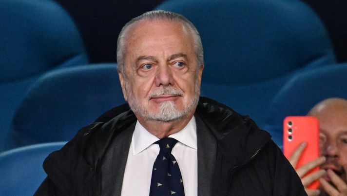 NAPLES, ITALY - DECEMBER 12: Aurelio De Laurentiis SSC Napoli President during the UEFA Champions League match between SCC Napoli and SC Braga at Stadio Diego Armando Maradona on December 12, 2023 in Naples, Italy. (Photo by Francesco Pecoraro/Getty Images) kovar napoli