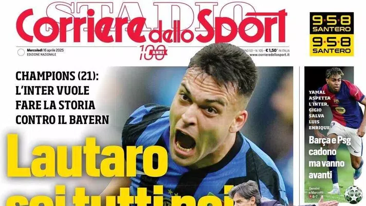 prima pagina corriere dello sport oggi
