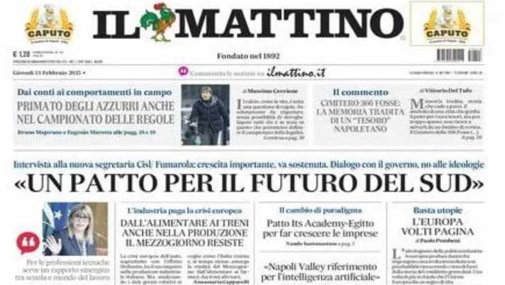 prima pagina il mattino oggi