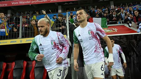 LEVERKUSEN, GERMANY - NOVEMBER 20: Alessandro Buongiorno and Federico Dimarco of Italy arrives before the UEFA EURO 2024 European qualifier match between Ukraine and Italy at BayArena on November 20, 2023 in Leverkusen, Germany. (Photo by Claudio Villa/Getty Images)